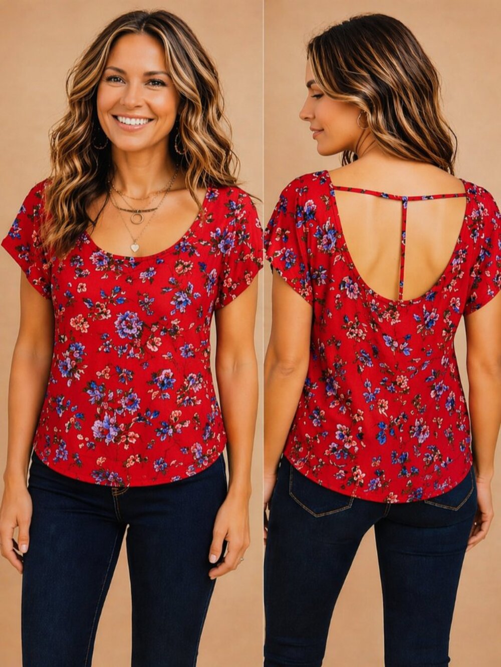 Pink Rose Ditsy Floral Top with Cut Out Back Barbiecore Size M NEW